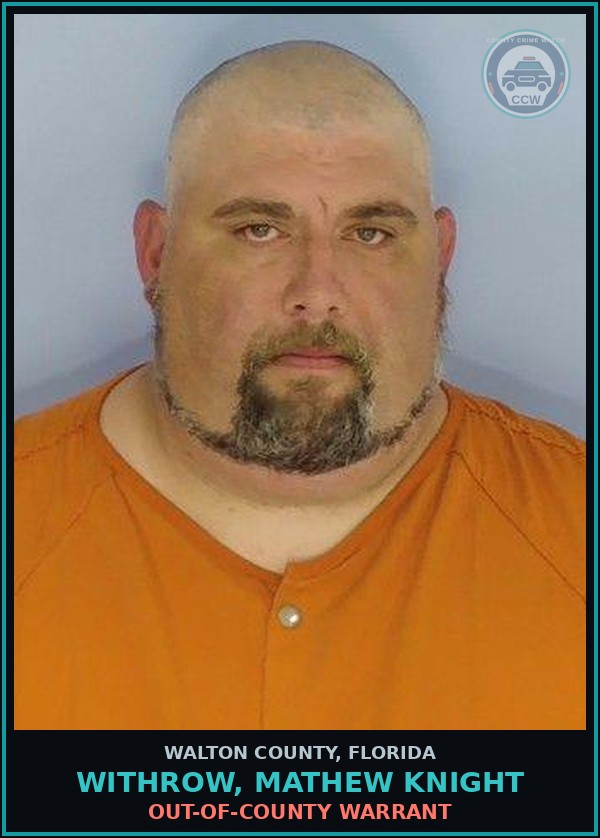 Booking mugshot of WITHROW, MATHEW KNIGHT in Walton County