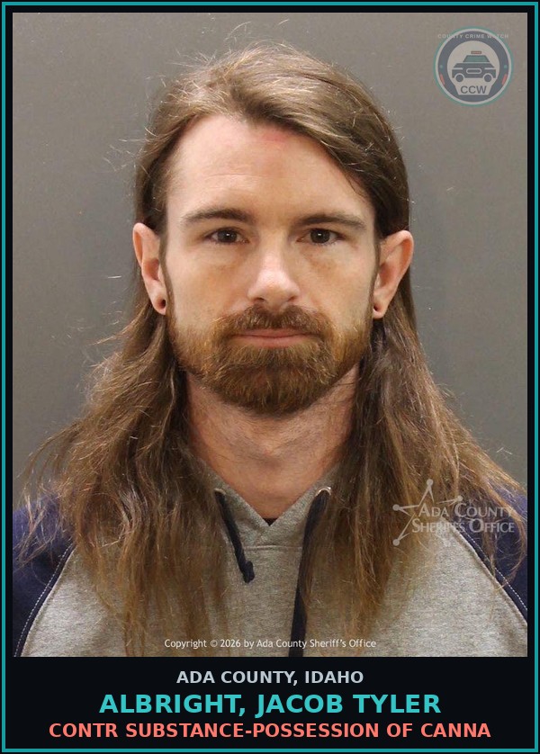 Booking mugshot of Albright, Jacob Tyler in Ada County