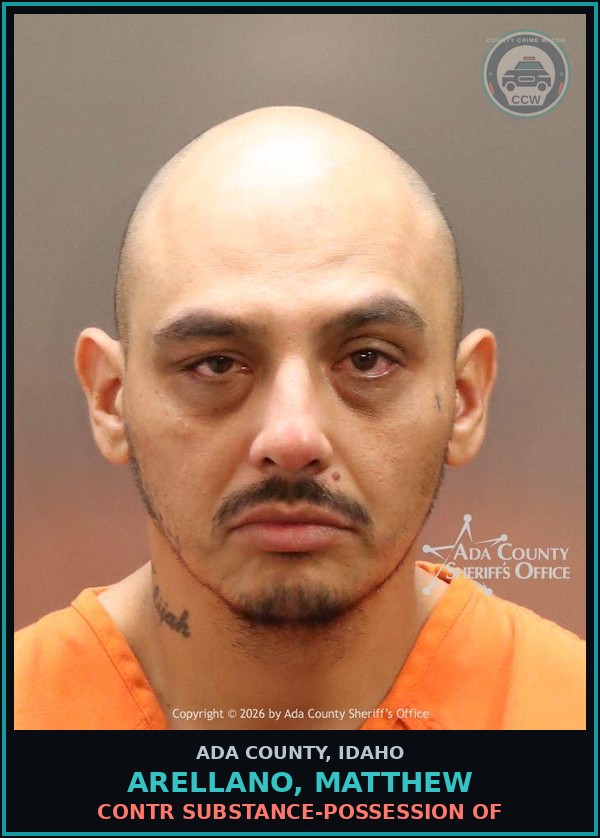 Booking mugshot of Arellano, Matthew in Ada County