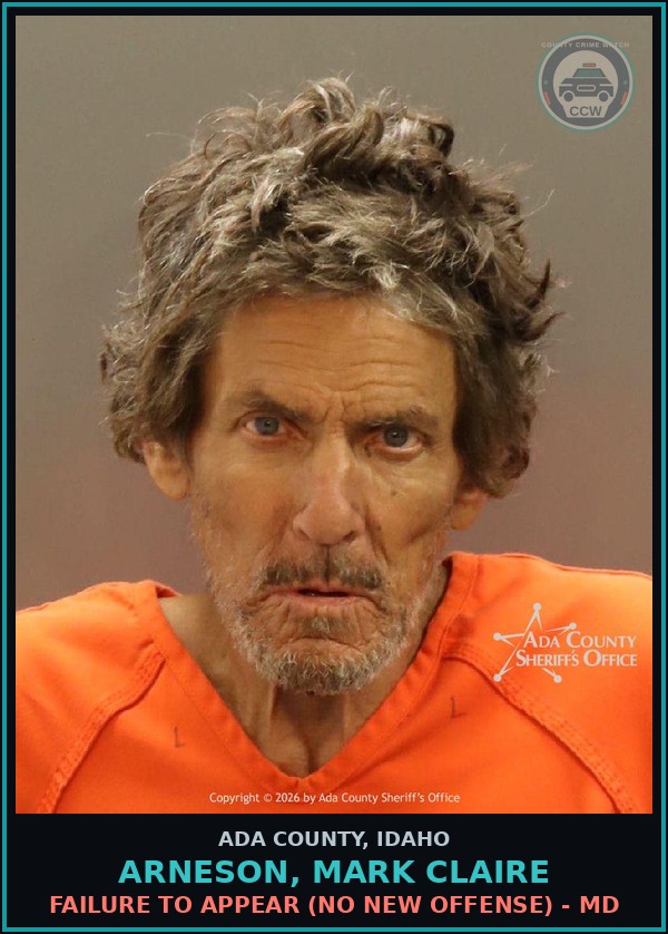 Booking mugshot of Arneson, Mark Claire in Ada County