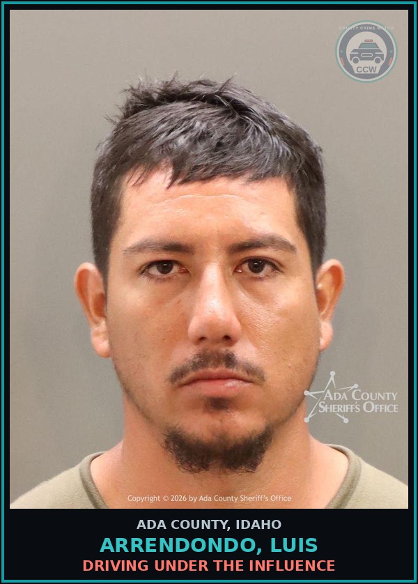 Booking mugshot of Arrendondo, Luis in Ada County