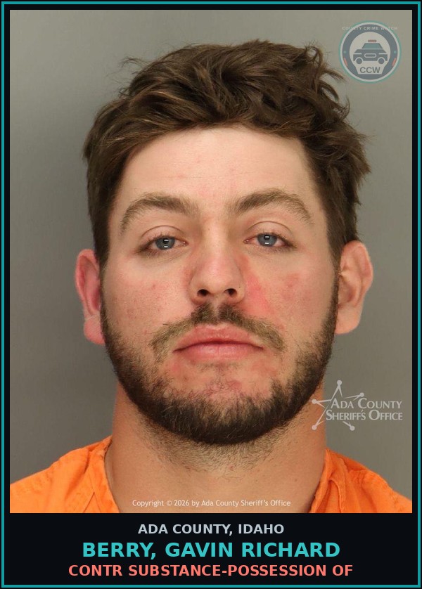 Booking mugshot of Berry, Gavin Richard in Ada County