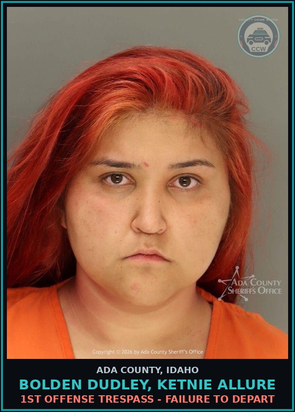 Booking mugshot of Bolden dudley, Ketnie Allure in Ada County