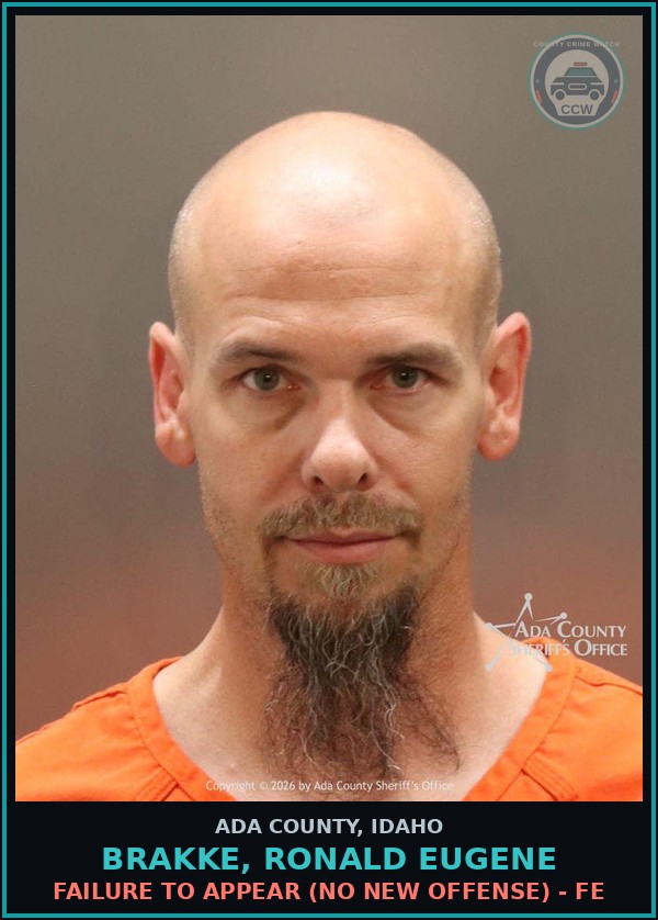 Booking mugshot of Brakke, Ronald Eugene in Ada County