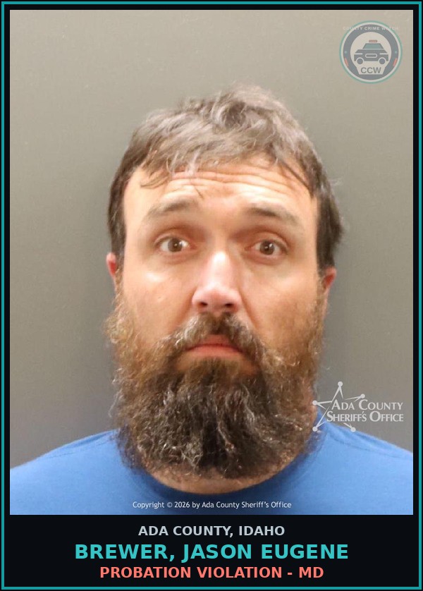 Booking mugshot of Brewer, Jason Eugene in Ada County