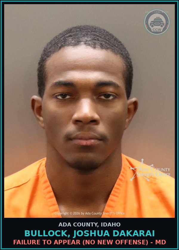 Booking mugshot of Bullock, Joshua Dakarai in Ada County