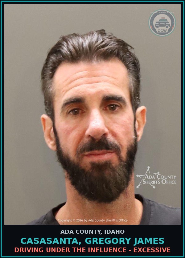 Booking mugshot of Casasanta, Gregory James in Ada County
