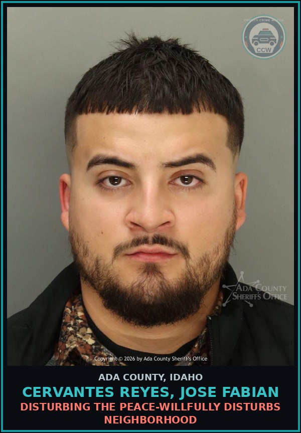 Booking mugshot of Cervantes reyes, Jose Fabian in Ada County