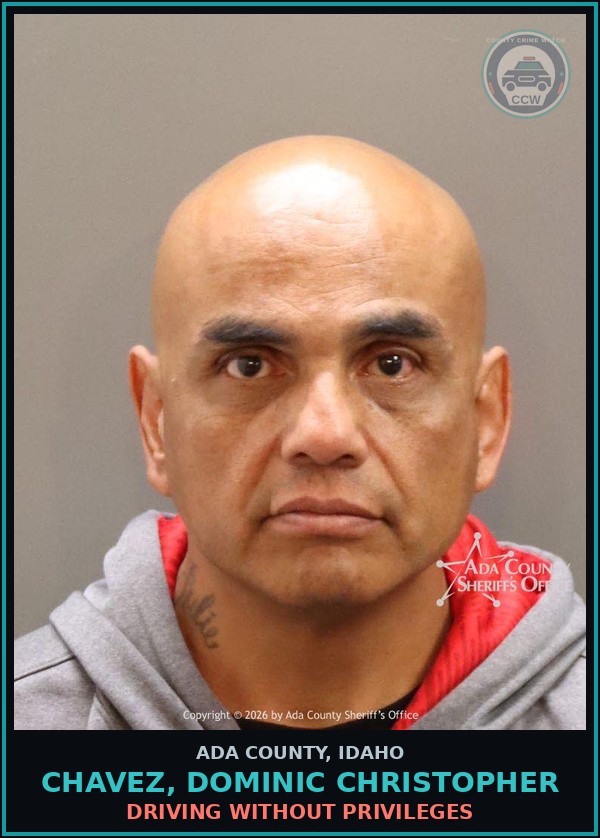 Booking mugshot of Chavez, Dominic Christopher in Ada County