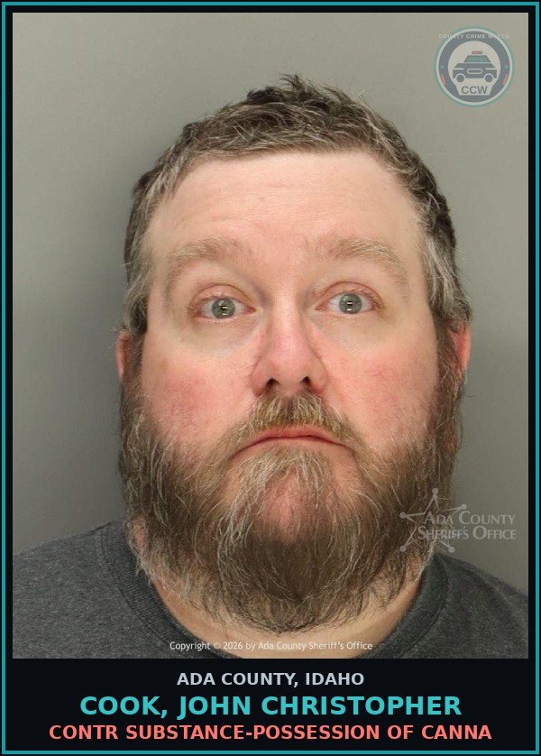 Booking mugshot of Cook, John Christopher in Ada County