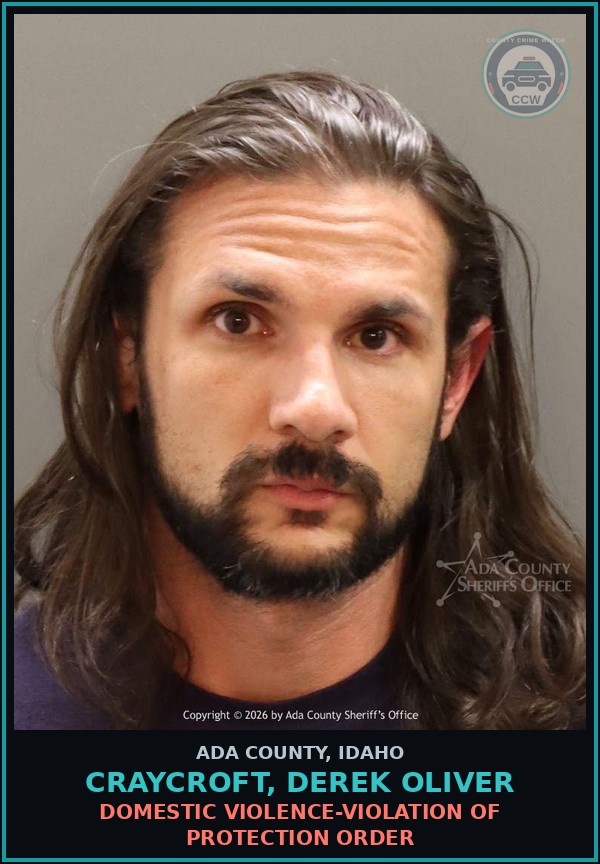 Booking mugshot of Craycroft, Derek Oliver in Ada County