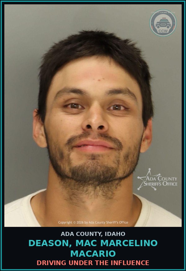 Booking mugshot of Deason, Mac Marcelino macario in Ada County