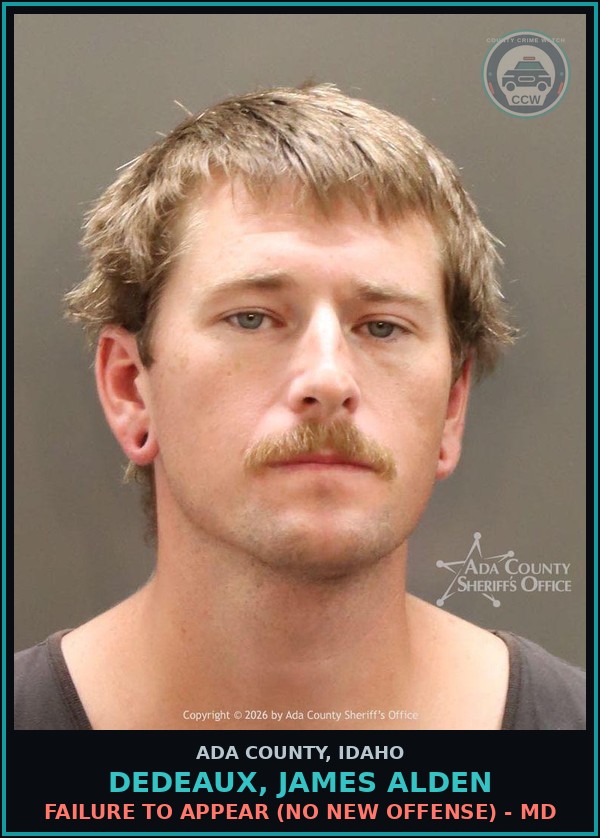 Booking mugshot of Dedeaux, James Alden in Ada County