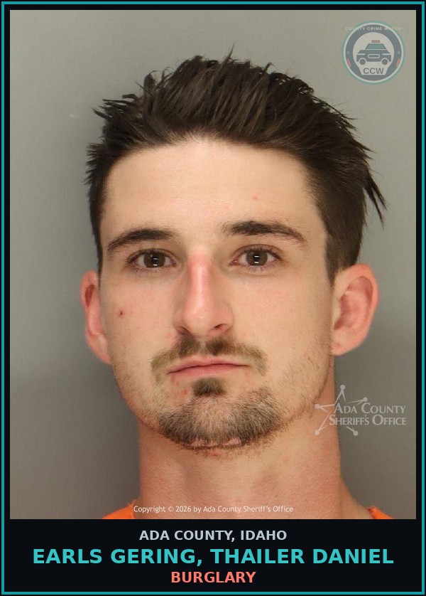 Booking mugshot of Earls gering, Thailer Daniel in Ada County
