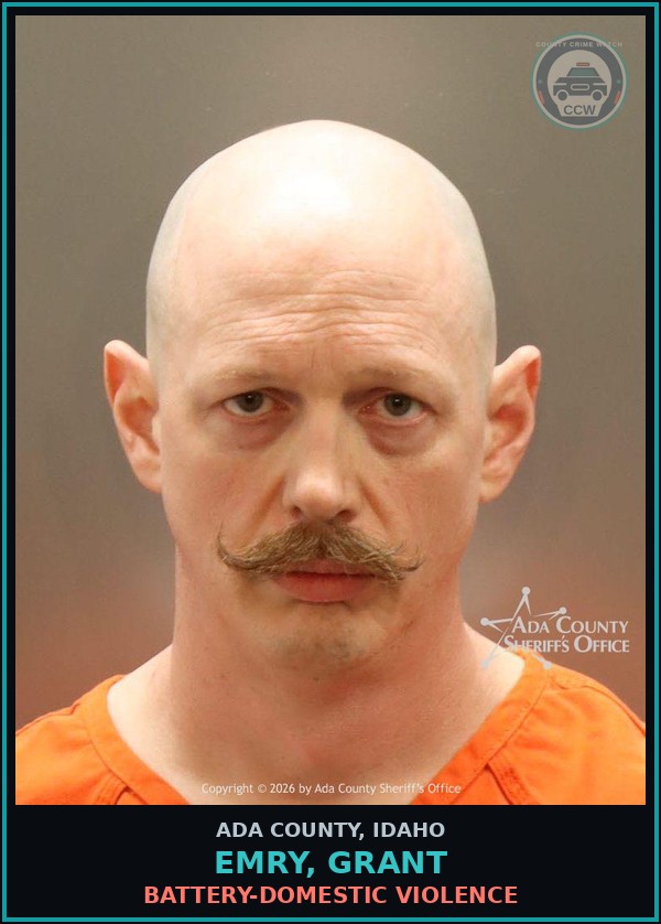 Booking mugshot of Emry, Grant in Ada County