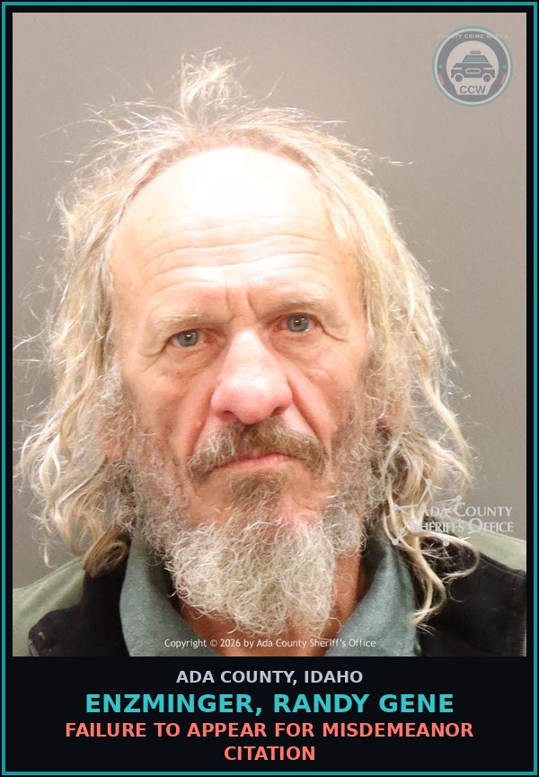 Booking mugshot of Enzminger, Randy Gene in Ada County