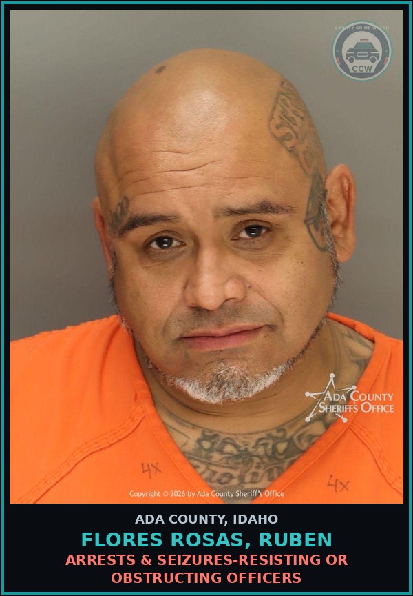 Booking mugshot of Flores rosas, Ruben in Ada County