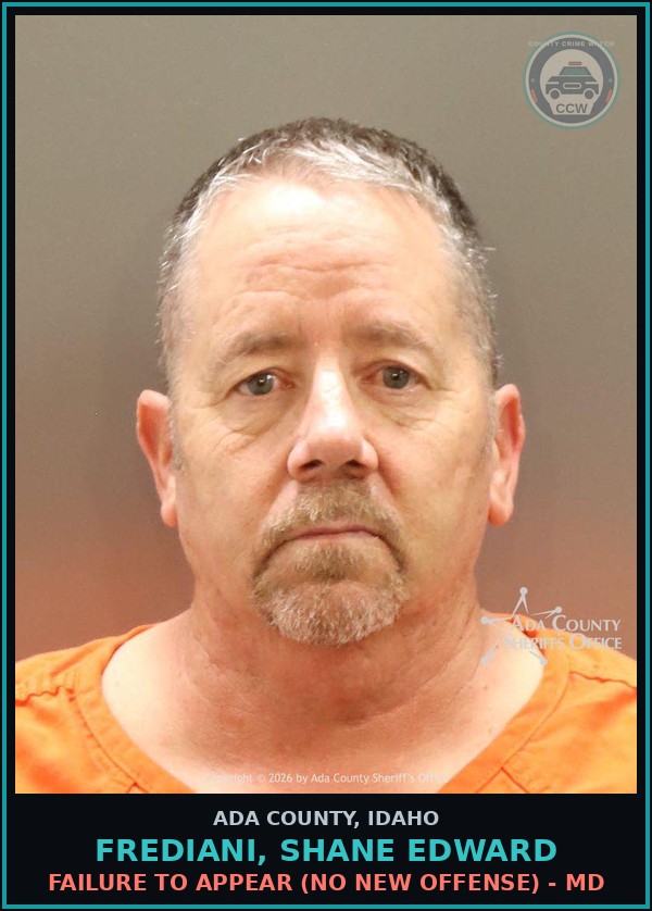 Booking mugshot of Frediani, Shane Edward in Ada County