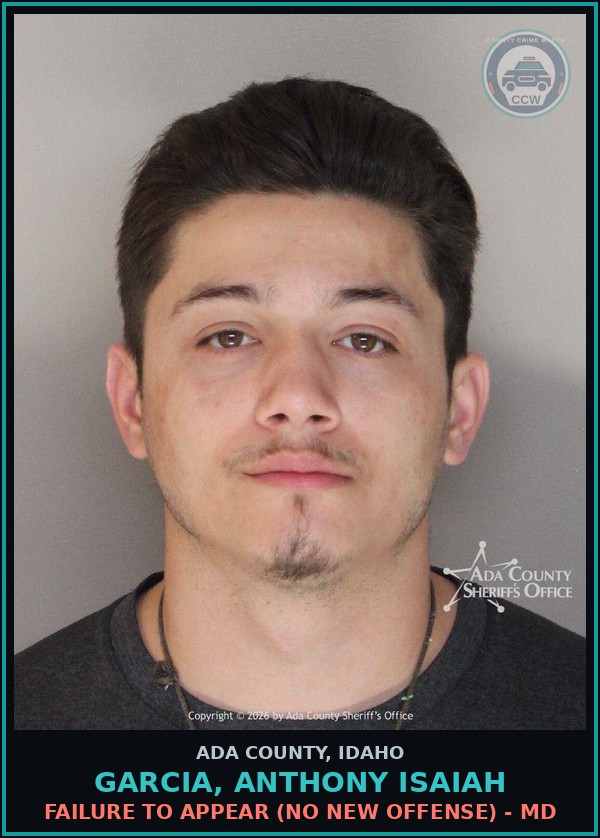 Booking mugshot of Garcia, Anthony Isaiah in Ada County