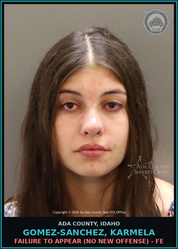 Booking mugshot of Gomez-Sanchez, Karmela in Ada County