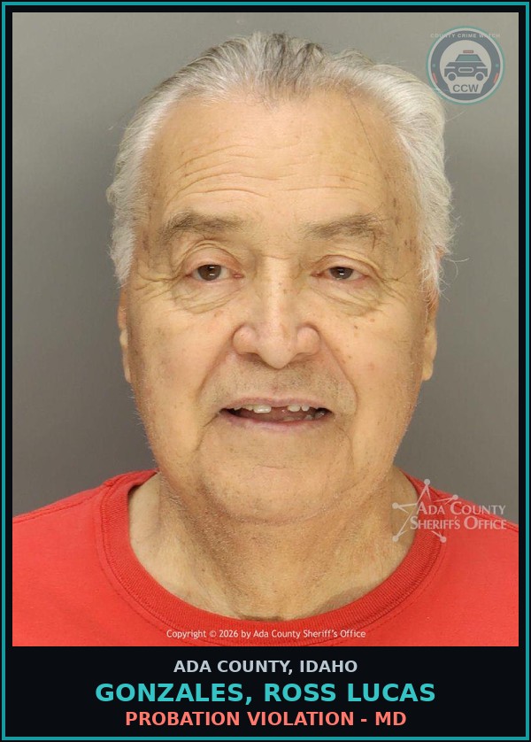 Booking mugshot of Gonzales, Ross Lucas in Ada County