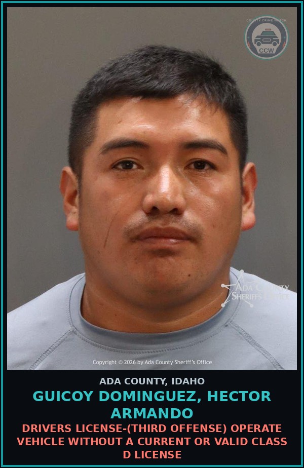 Booking mugshot of Guicoy dominguez, Hector Armando in Ada County