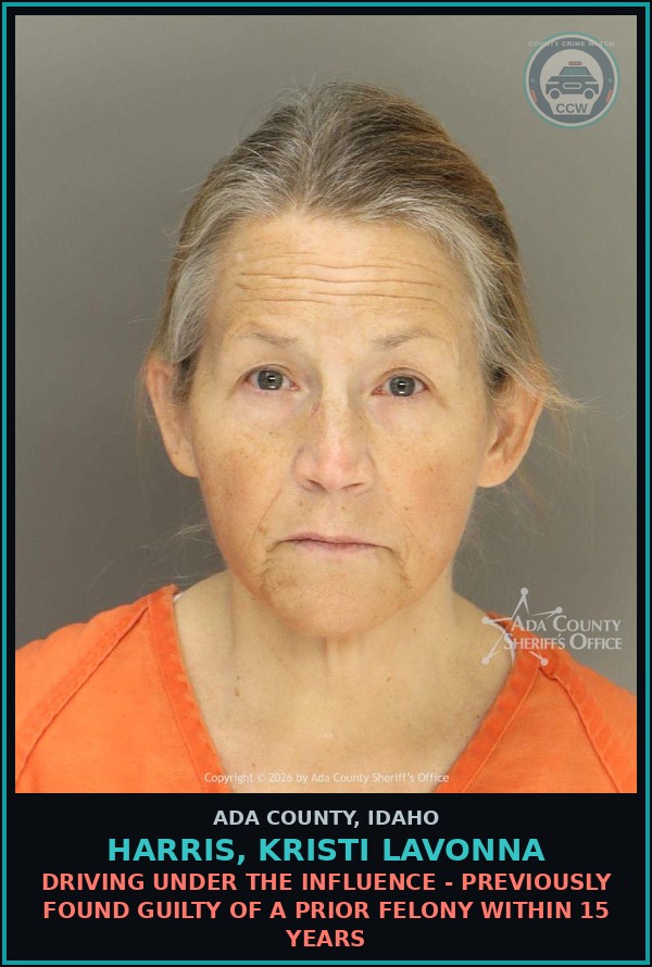 Booking mugshot of Harris, Kristi Lavonna in Ada County
