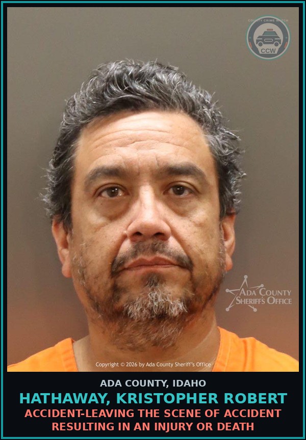 Booking mugshot of Hathaway, Kristopher Robert in Ada County