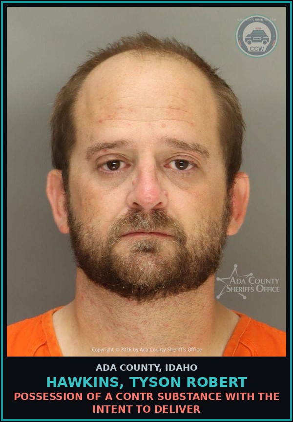 Booking mugshot of Hawkins, Tyson Robert in Ada County