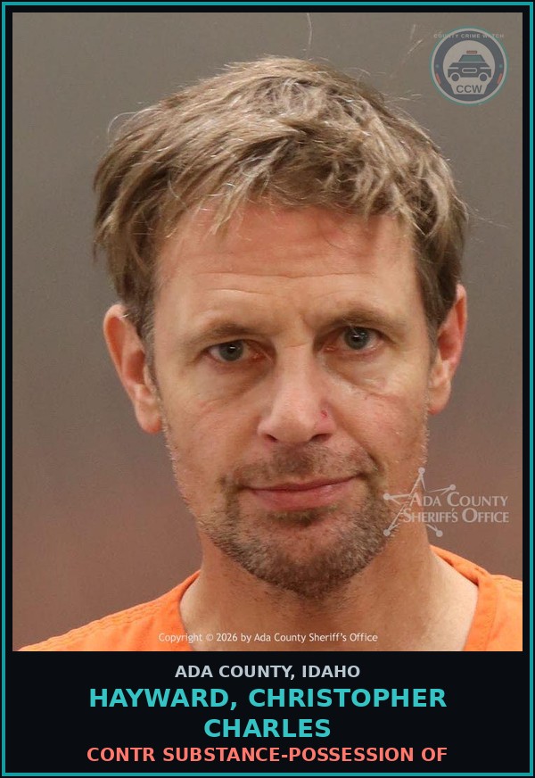 Booking mugshot of Hayward, Christopher Charles in Ada County