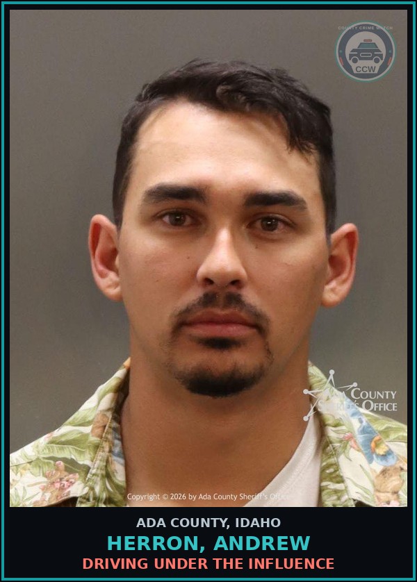 Booking mugshot of Herron, Andrew in Ada County