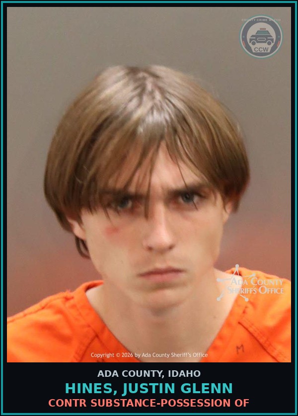 Booking mugshot of Hines, Justin Glenn in Ada County