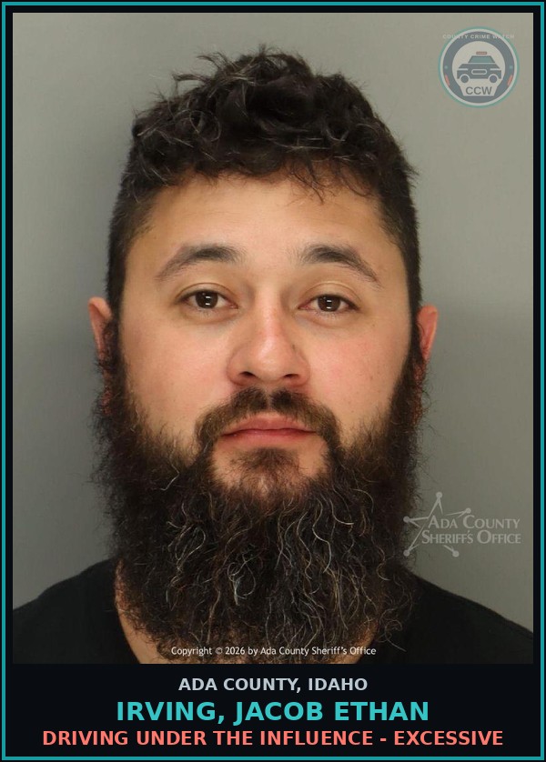 Booking mugshot of Irving, Jacob Ethan in Ada County