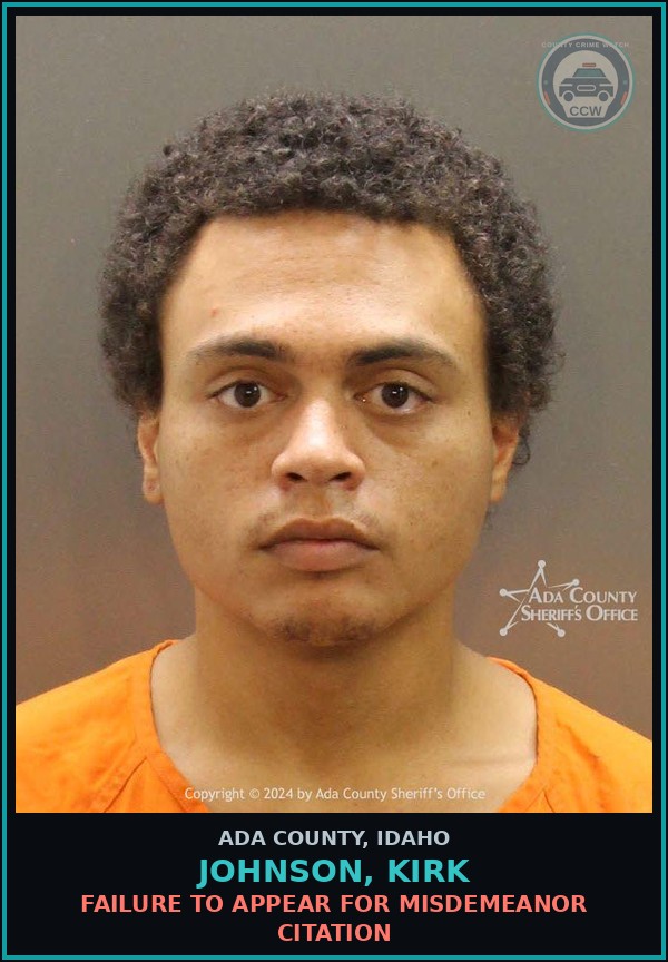 Booking mugshot of Johnson, Kirk in Ada County