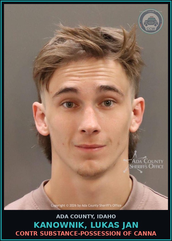 Booking mugshot of Kanownik, Lukas Jan in Ada County