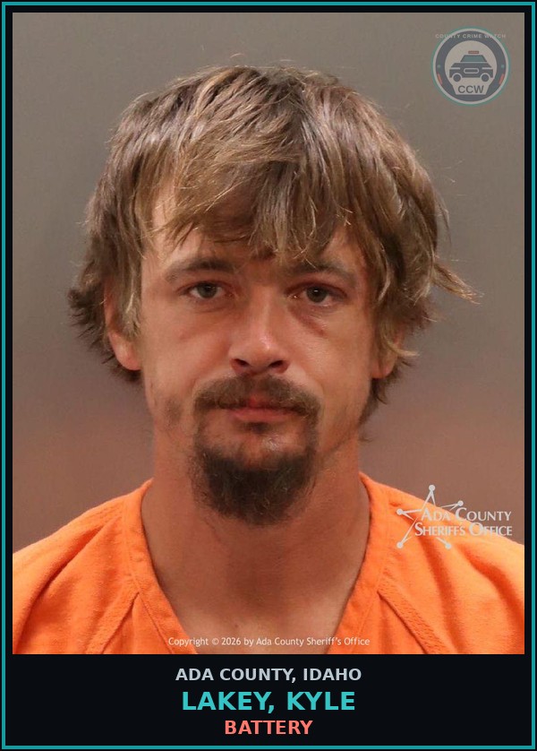 Booking mugshot of Lakey, Kyle in Ada County