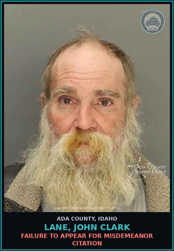 Booking mugshot of Lane, John Clark in Ada County