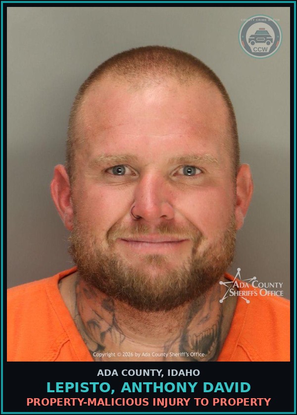 Booking mugshot of Lepisto, Anthony David in Ada County