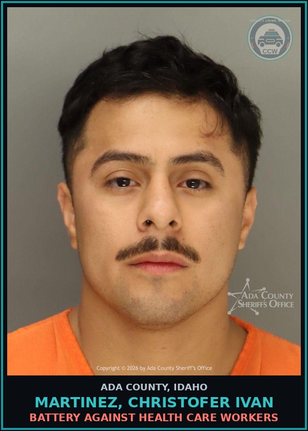 Booking mugshot of Martinez, Christofer Ivan in Ada County