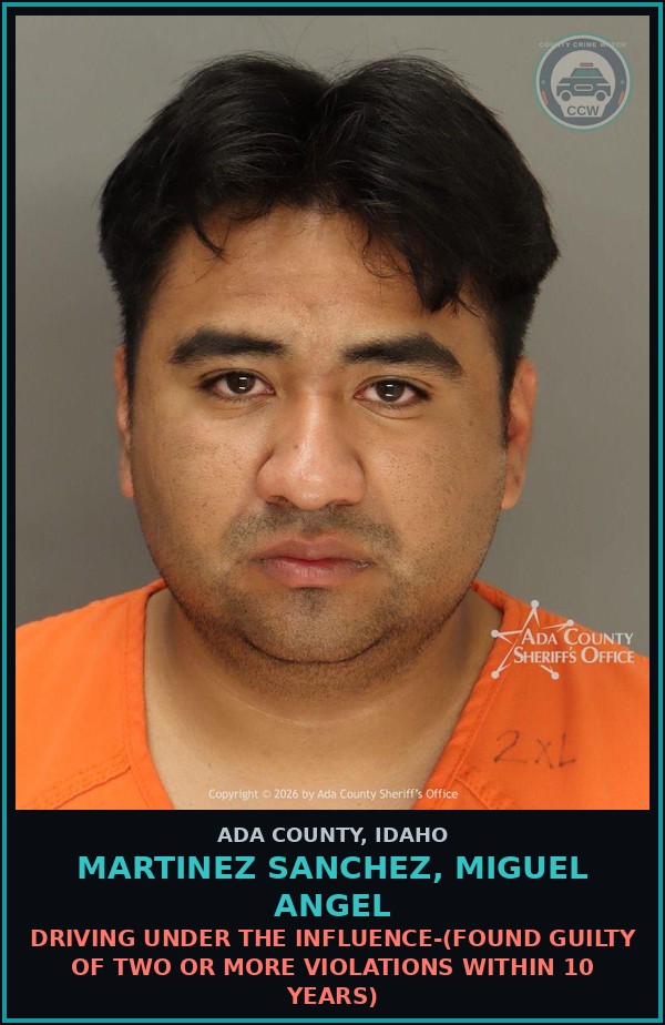 Booking mugshot of Martinez sanchez, Miguel Angel in Ada County