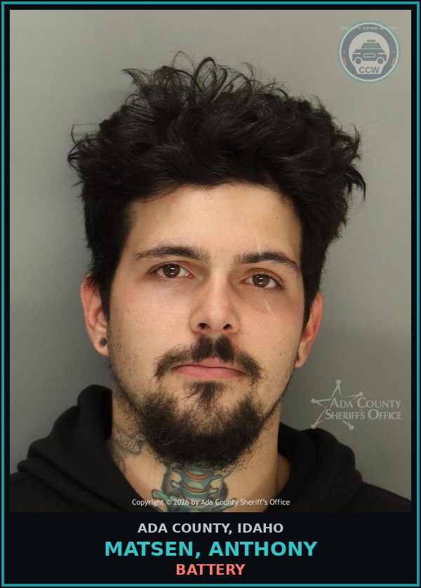 Booking mugshot of Matsen, Anthony in Ada County