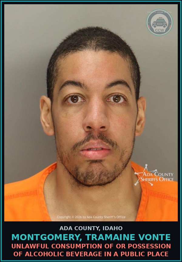 Booking mugshot of Montgomery, Tramaine Vonte in Ada County