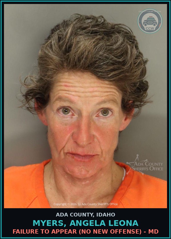 Booking mugshot of Myers, Angela Leona in Ada County