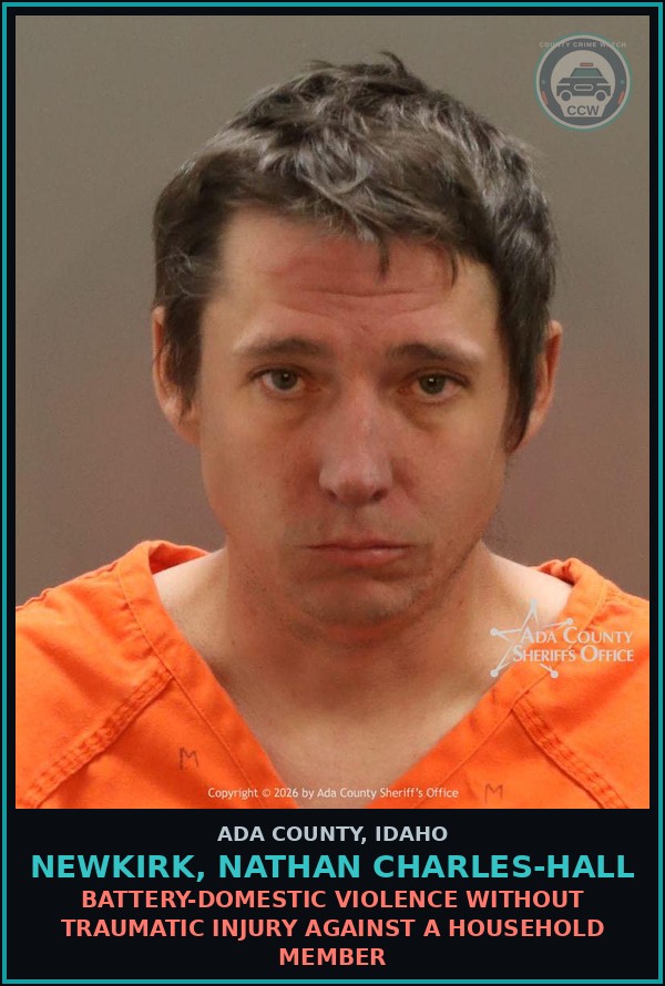 Booking mugshot of Newkirk, Nathan Charles-hall in Ada County