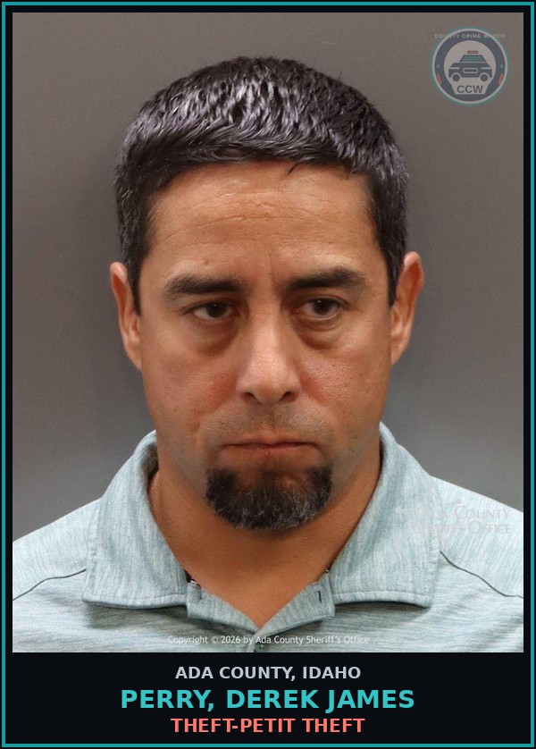 Booking mugshot of Perry, Derek James in Ada County