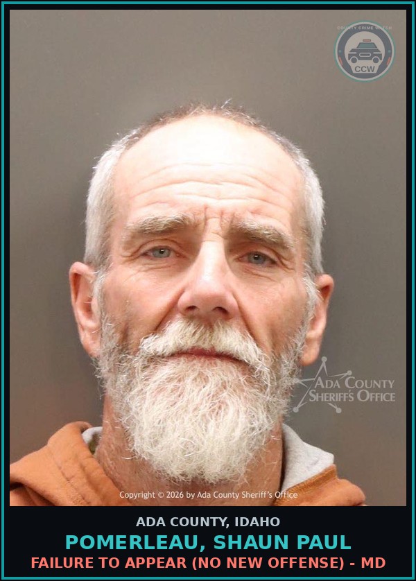 Booking mugshot of Pomerleau, Shaun Paul in Ada County