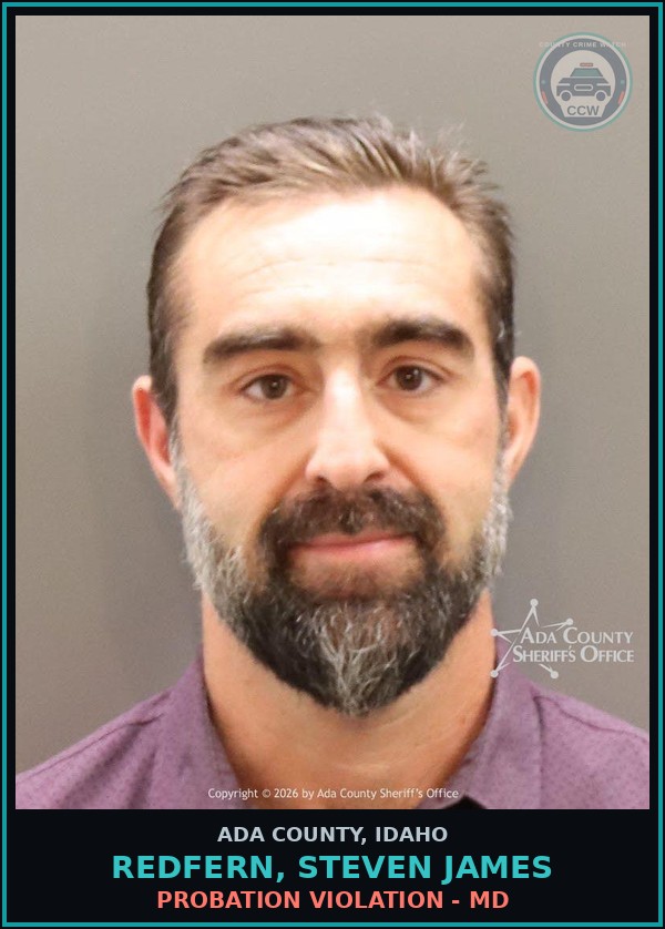 Booking mugshot of Redfern, Steven James in Ada County