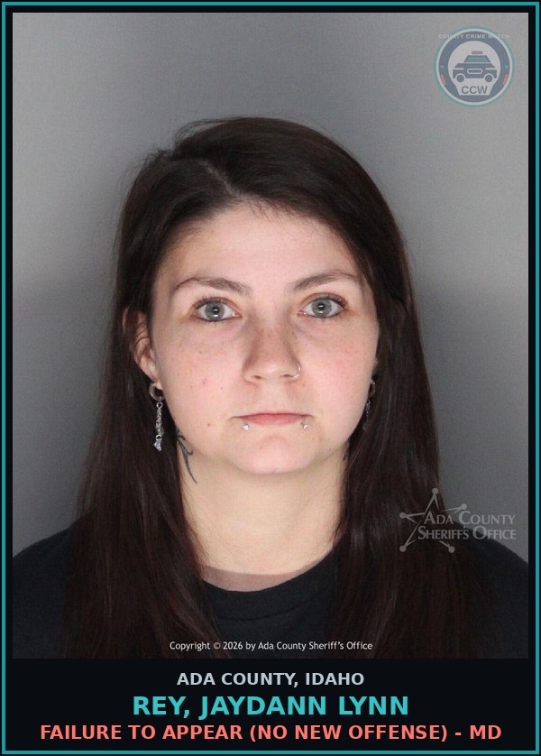 Booking mugshot of Rey, Jaydann Lynn in Ada County