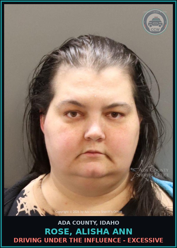 Booking mugshot of Rose, Alisha Ann in Ada County