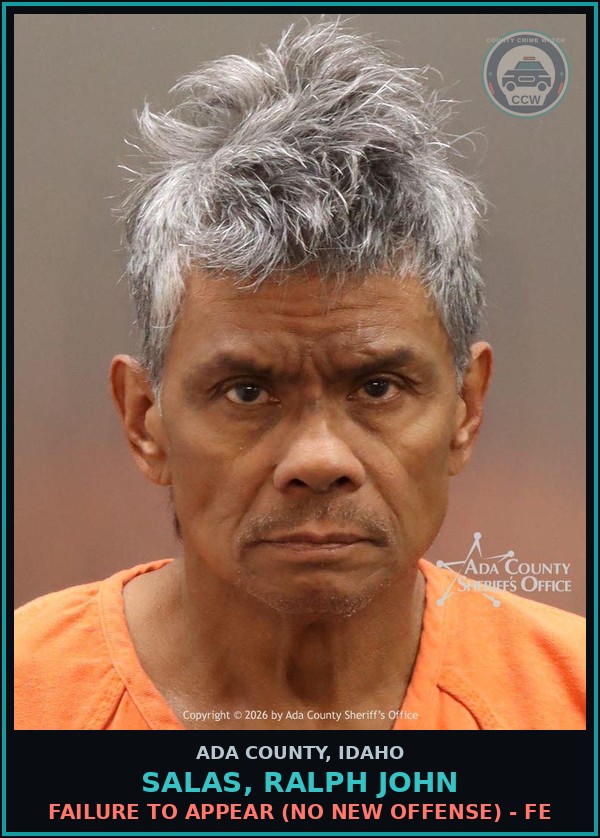 Booking mugshot of Salas, Ralph John in Ada County